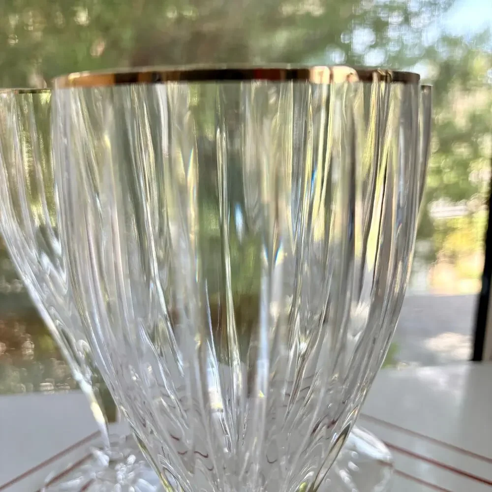 Vintage Mikasa Golden Tiara Crystal Iced Tea Goblets Gold Rim Set of 4